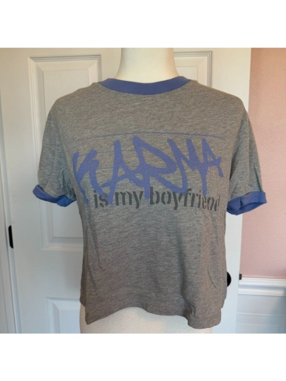 Taylor Swift Midnights Official Merchandise Karma Cropped Ringer Baby Tee Size M
